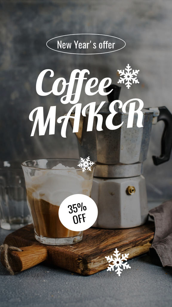Ontwerpsjabloon van Instagram Story van New Year Special Offer of Coffee Maker