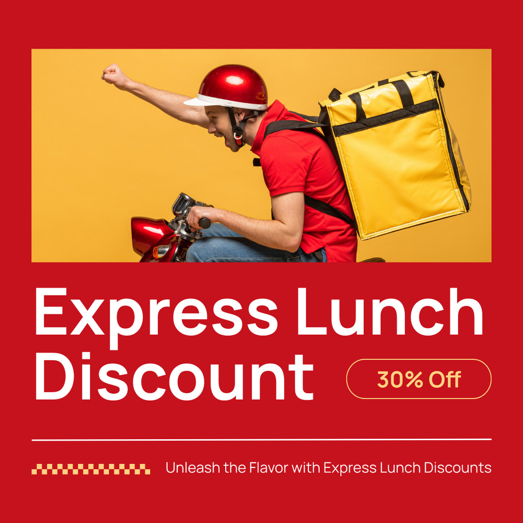 Plantilla de diseño de Discount on Express Lunch with Excited Courier Instagram AD 