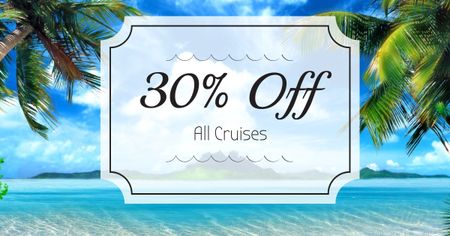 Summer Trip Offer Palm Trees by Sea Facebook AD Design Template
