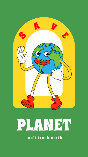 Plantilla de diseño de Eco Concept with Cute Planet Character Instagram Story 