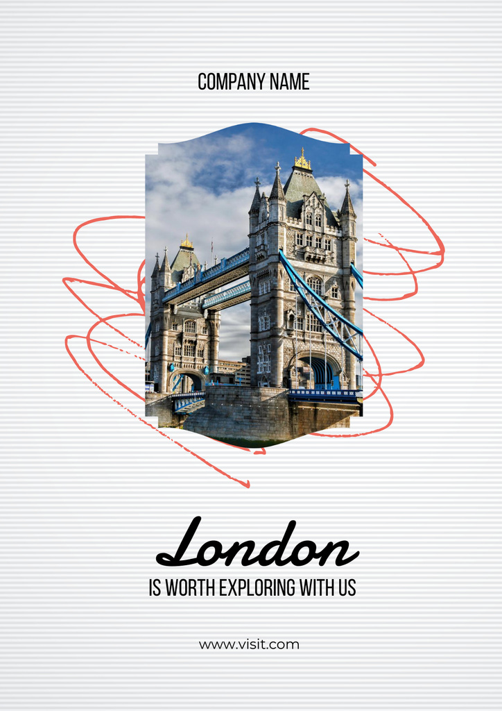 London Tour Offer with Famous Bridge Poster – шаблон для дизайну
