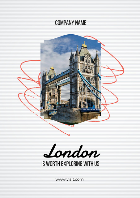London Tour Offer with Famous Bridge Poster Πρότυπο σχεδίασης