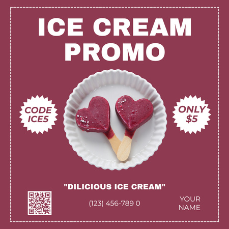 Designvorlage Werbung für herzförmiges Eis für Instagram AD