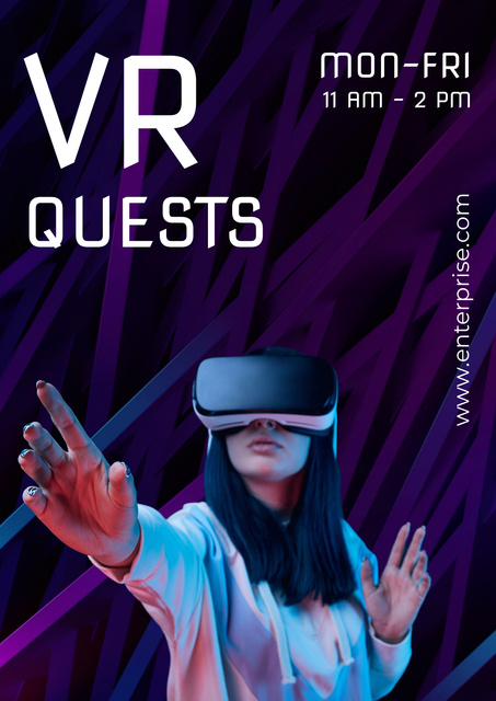 Man using Virtual Reality Glasses Poster Design Template