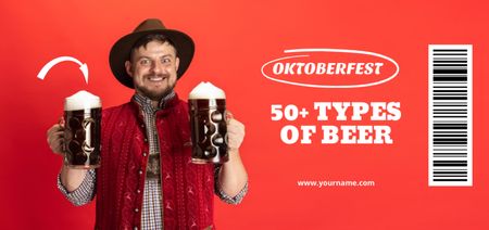 Man holding Cold Oktoberfest Beer Coupon Din Large Design Template