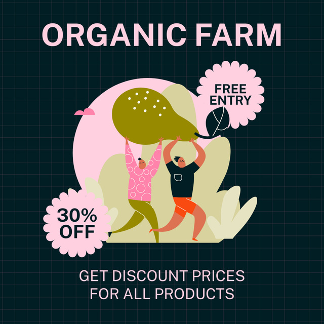 Ontwerpsjabloon van Instagram van Get a Discount on All Organic Products from the Farm