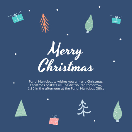 Christmas Holiday Greeting with Blue Illustration Instagram Design Template