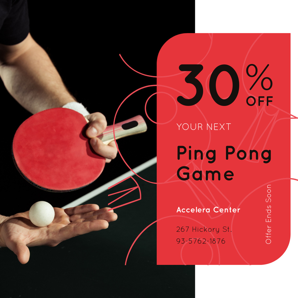 Ping Pong game Offer Player with Racket Instagram – шаблон для дизайна