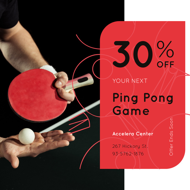 Ping Pong game Offer Player with Racket Instagram Tasarım Şablonu