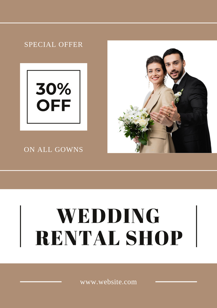 Designvorlage Discount on Wedding Dresses Rental für Poster