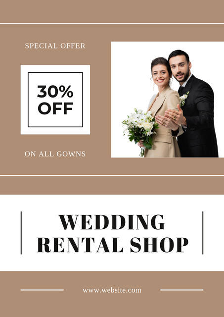 Designvorlage Discount on Wedding Dresses Rental für Poster