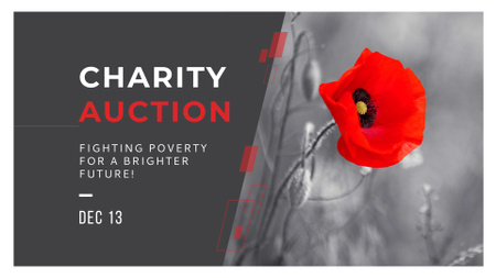 Charity Ad with Red Poppy Illustration FB event cover Design Template