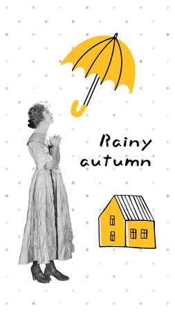 Autumn Inspiration with Girl and Umbrella Instagram Story tervezősablon