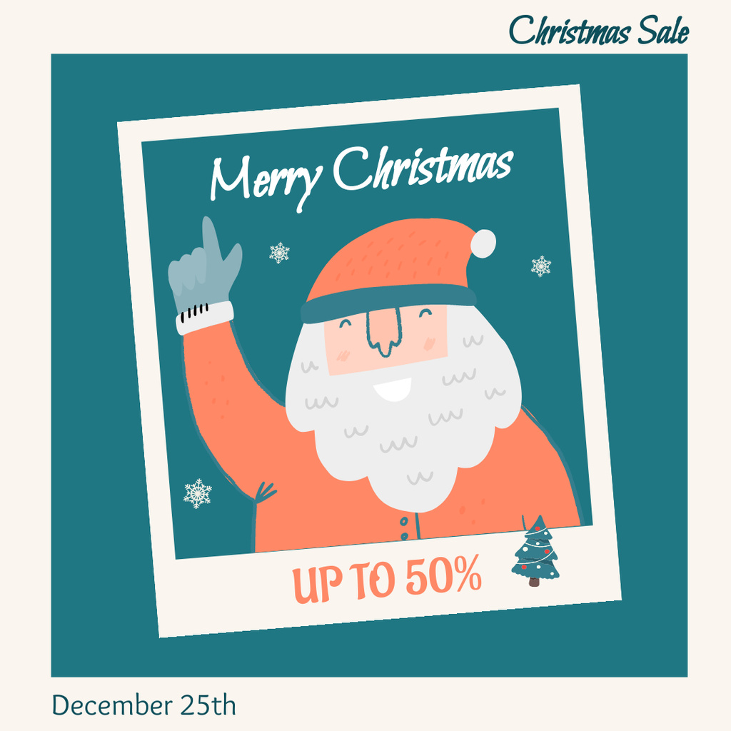 Christmas Holiday Greeting with Offer of Discount Instagram Tasarım Şablonu