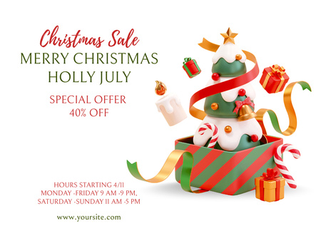  July Christmas Sale Special Offer Flyer 8.5x11in Horizontal Design Template