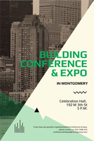 Building conference invitation on Skyscrapers in city Tumblr Design Template