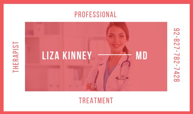 Template di design Therapist Servis Offer with Attractive Woman Doctor Business card