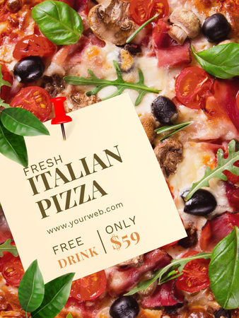 Выгодная цена на свежую итальянскую пиццу Poster US – шаблон для дизайна