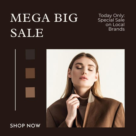 Sale Announcement with Attractive Woman in Brown Instagram Design Template