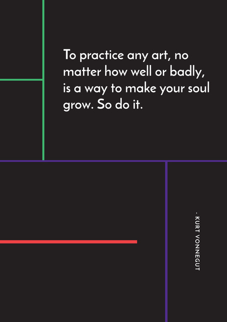 Citation about practice to any art Poster Design Template