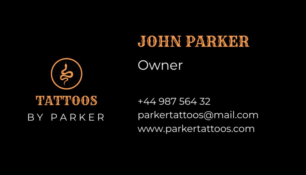 Tattoos From Professional Artist With Snake Business Card US Design Template