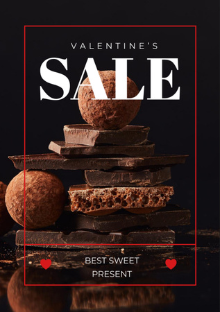 Designvorlage Valentine's Day Offer of Sweet Chocolates für Flyer A7