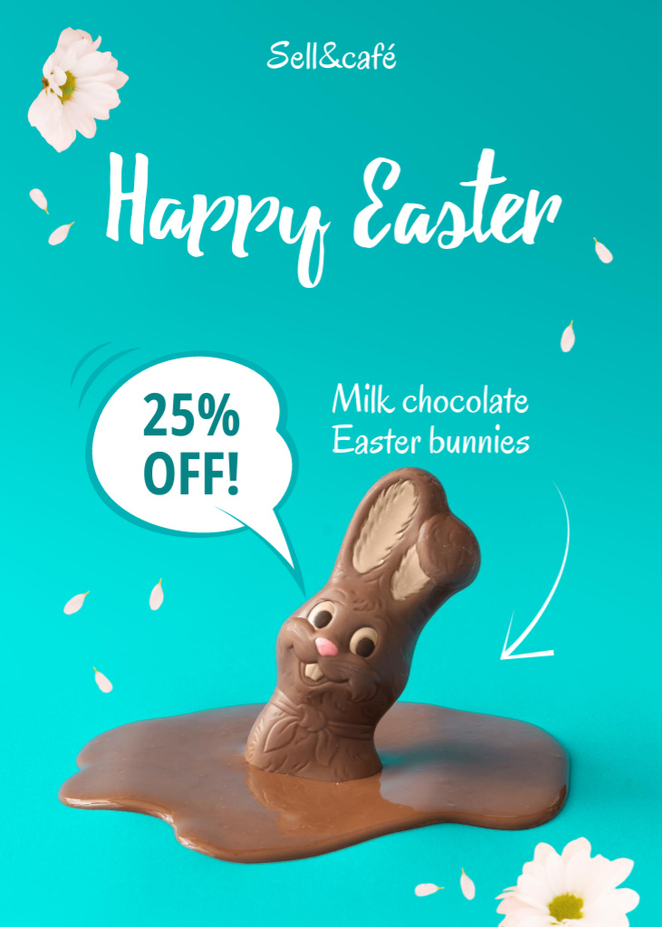 Happy Easter Holiday Sale For Chocolate Bunny Flayer Šablona návrhu