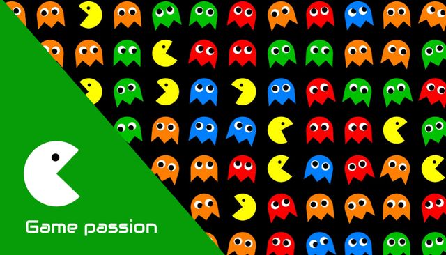 Plantilla de diseño de Multicolored Emoticons from Video Games Business Card US 