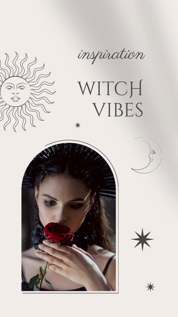 Halloween Witchcraft Inspiration with Girl in Hat Instagram Story Modelo de Design