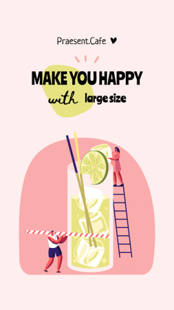 Funny Promotion with People and Huge Cocktail Instagram Story Design Template