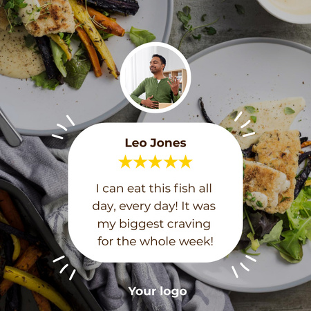 Отзыв клиента о блюде Instagram – шаблон для дизайна