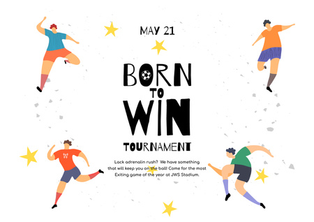 Anúncio de evento de jogo de futebol com jogadores Poster A2 Horizontal Modelo de Design