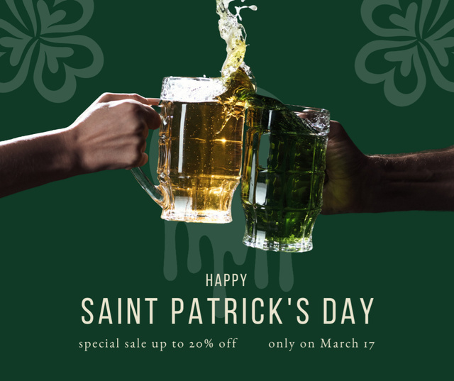 Plantilla de diseño de St. Patrick's Day Party with Beer Mugs Facebook 