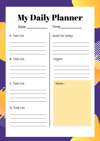 Blue and yellow daily list Schedule Planner Design Template