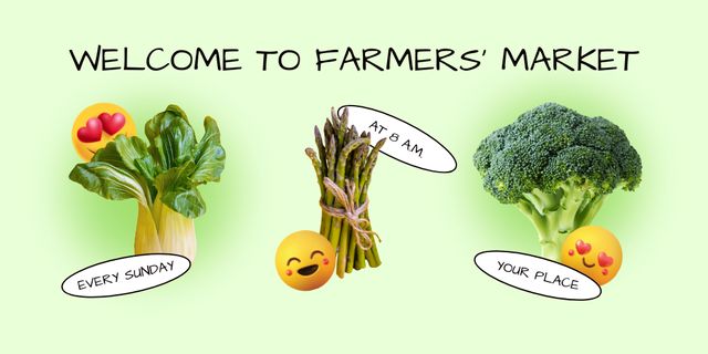Advertisement Selling Vegetables at Farmer's Market with Gradient Twitter Design Template