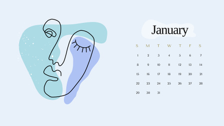 Creative Female Portrait Calendar – шаблон для дизайна