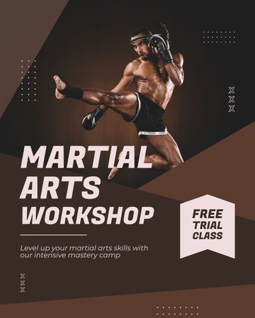 Modèle de visuel Annonce d'un atelier d'arts martiaux avec un combattant - Instagram Post Vertical