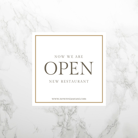 Template di design Annuncio di apertura del ristorante con i colori bianco e grigio Instagram