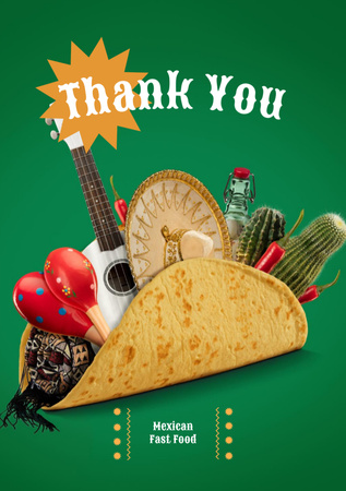 Mexican Fast Food Ad Postcard A5 Vertical Tasarım Şablonu