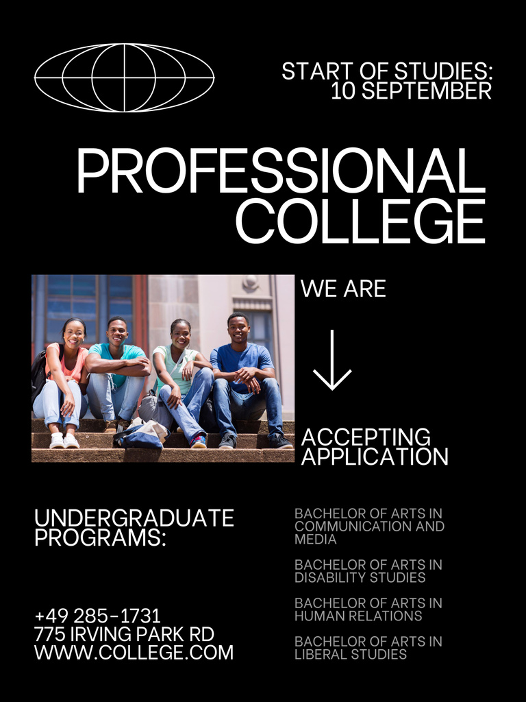 Professional College Ad Poster 36x48in Tasarım Şablonu