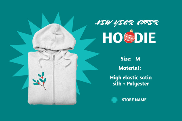 New Year Offer of Hoodie Label – шаблон для дизайна