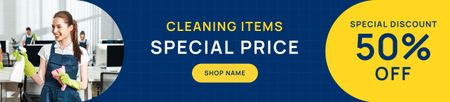 Cleaning Items Special Price Blue and Yellow Ebay Store Billboard Design Template