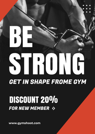Gym Invitation with Strong Athletic Man Flayer Design Template