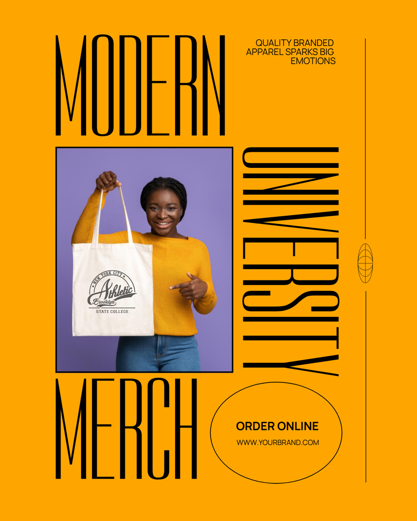 Template di design College Apparel and Merchandise Offer with African American Woman Poster 16x20in