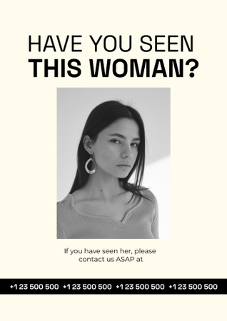 Search Alert About Missing Person Announcement Poster B2 Tasarım Şablonu