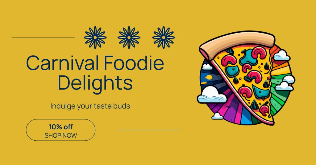 Mesmerizing Carnival For Foodies With Pizza Slice Facebook AD Šablona návrhu