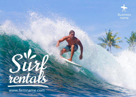 Surf Rentals Offer Postcard 5x7in Design Template