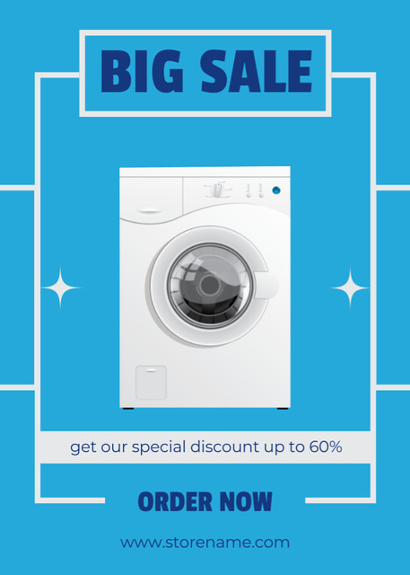 Designvorlage Washing Machines Discount für Flayer