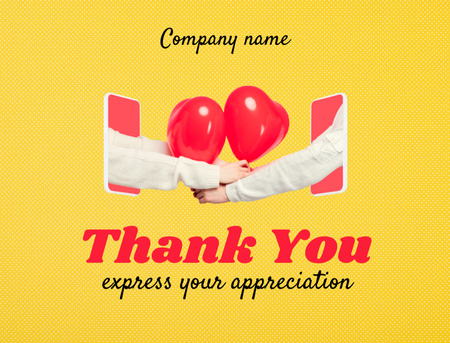 Appreciation and Love Message With Heart-Shaped Balloons Postcard 4.2x5.5in Design Template