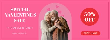 Special Valentine's Day Sale with Elderly Couple Facebook cover Design Template